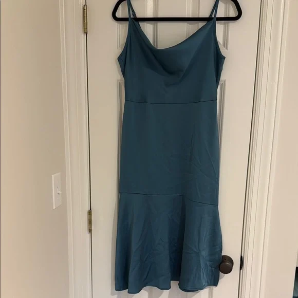 NWT Sam Edelman Teal Sheath Midi Dress Cowl Neck Sz 4 - Picture 2 of 6
